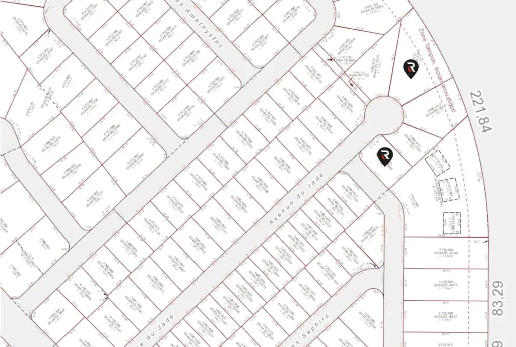Carte des terrains à vendre à Sainte-Marie, avenue du Jade